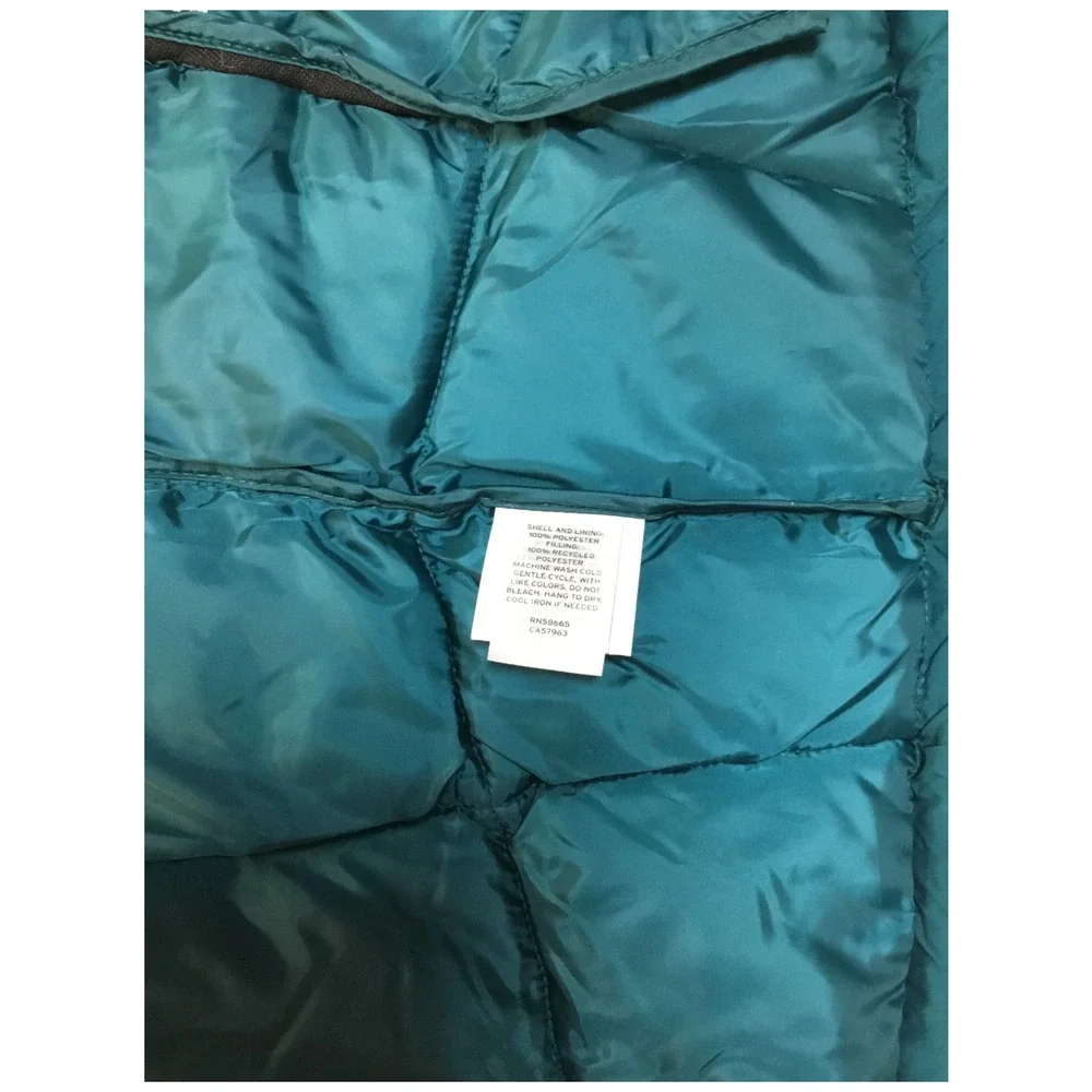 New Nordstrom Puffer Vest Womens XXS Stand Collar Quilted Zip Up Teal Ocean